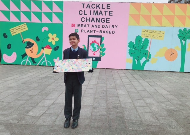 Speaking truth to power: pupil’s climate change plea displayed on London mural as world leaders meet for COP28